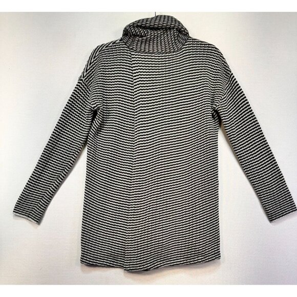 Cabi Womens Turtleneck Knit Sweater Size S Black & White Striped Split Front - Picture 11 of 14